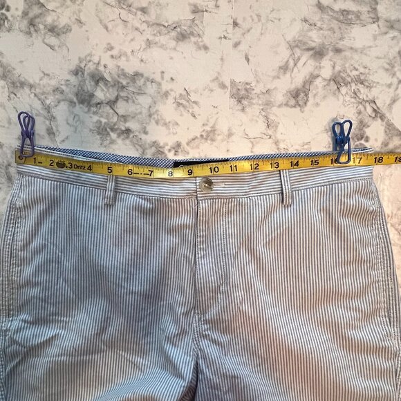 Mens‎ CHAPS Stretch Shorts Size 34 Pre-owned Blue/White Striped Summer - Picture 6 of 7